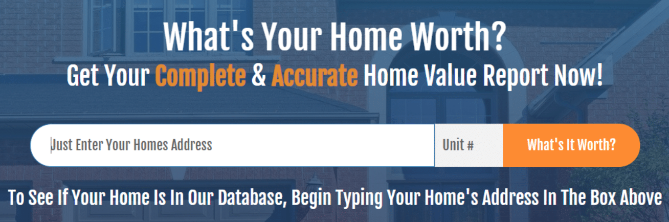 Screenshot of the how much my house worth widget